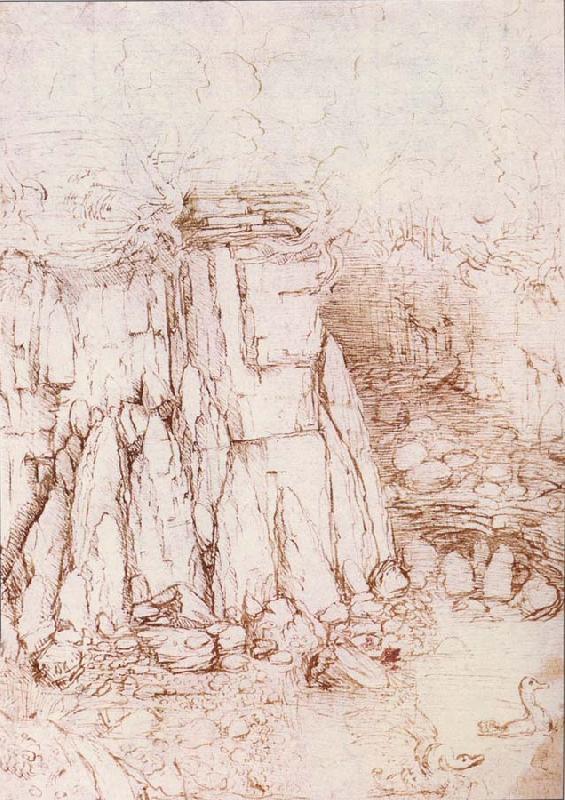 LEONARDO da Vinci A rock gorge Sweden oil painting art
